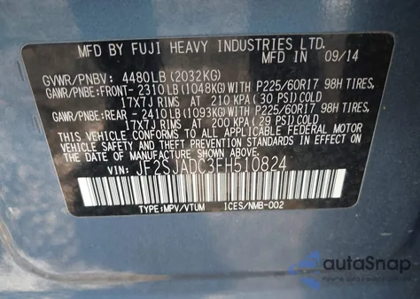 2015 Subaru Forester 2.5I Premium из США, поврежденный, VIN JF2SJADC3FH510824